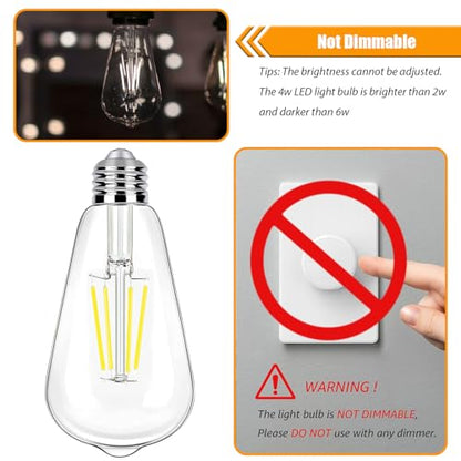 winsaLED 5000K Daylight LED Edison Bulbs 40W Equivalent, Non-Dim, 12 Pack | 4W ST19 LED Light bulb, E26 Standard Base, 90 CRI, 450LM - color: 5000k-daylight