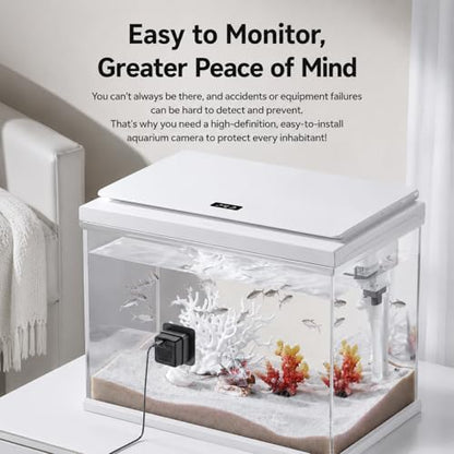 Fish Tank Aquarium Camera, 2K HD 140° Wide Angle Anti WiFi Smart Aquarium Reptile Camera with AI Motion Detection, Terrarium Cameras for Aquarium Breeding Tank