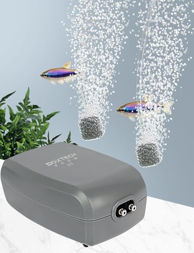 Aquarium Air Pump Grey, Fish Tank Air Pump with Accessories Adjustable Dual Outlet Oxygen Pump with 2 Air Stones Extra Large Air Volume for Up to 160 Gal Fish Tank 3.5W