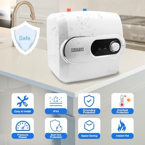 4 Gallon Tank Water Heater Under Sink Instant Hot Water 1500w 120V,Kitchen Under Counter RV Small Hot Water Heater with Release Valve 3-Way Diverter Vavle,1/2" NPT White - color: White, size: 4 Gallon