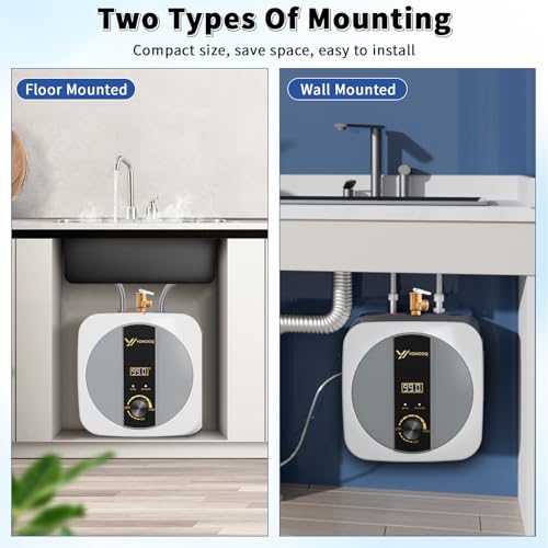 2.5 Gallon Mini Tank Electric Water Heater – 1500W 110V Under Sink Instant Hot Water Heater with Digital Display & Pressure Relief Valve, Compact Space-Saving Design for Kitchen, Bathroom, RV & Camper