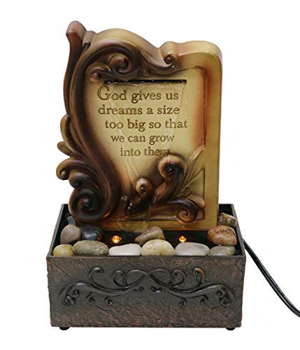 Nature's Mark 9" H Inspirational Tabletop Water Fountain with Natural River Rocks and LED Lights (Power Cord Attached)