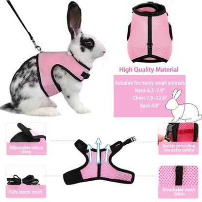 Rabbit Carrier Small Pet Carrier with Bunny Harness and Leash | Large Bunny Carrier Clear Bubble Window Small Animal Carrier for Guinea Pig Ferret Hedgehog Squirrel Kitten Travel Walking - color: Rabbit Carrier Backpack