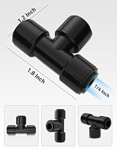 EVOULTES 16 Pack 1/4" Drip Irrigation Tee Fittings, Quick Connect | 16 Pack Tee Connectors, Fits 1/4" Irrigation Tubing, Leak Resistant Seal, Quick Push Installation, Durable Garden Use - size: 16PCS Tee Connectors