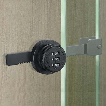 Keyless Ratchet Lock for Sliding Glass Door Showcase Display Case Cabinet 3-Digital Password Combination (Black) - color: Black