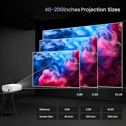 Native 1080P Projector, Mini Bluetooth Portable Movie Projector | Electric Focus, AutoKeystone, Built-in Speaker, Outdoor/Indoor Home Theater, HDMI/USB Compatible with iPhone/Laptop/Xbox/PS5 - style: No system