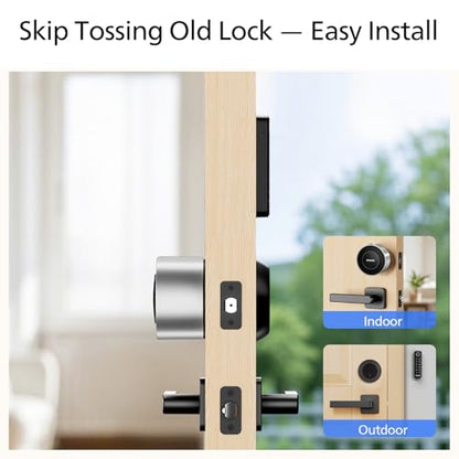 Philips WiFi Smart Retrofit Lock + Wireless Fingerprint Keypad, Update Your Existing Deadbolt, Built-in WiFi, Remote Control, Deadbolt Lock with Voice Control, Auto Lock, Interior Knob, Sliver - color: Sliver, size: WiFi Deadbolt + Fingerprint Keypad