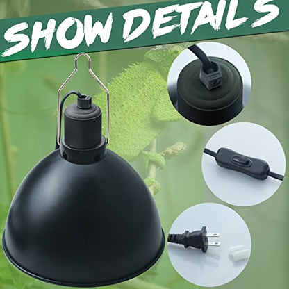 LUCKY HERP Aluminum 8.1inch Dome Reptile Light Fixture, Reptile Heat Lamp Fixture for UVB Bulb Basking Heat Bulb - color: Dome Reptile Light Fixture, size: 8.1 inch Non-Adjustable