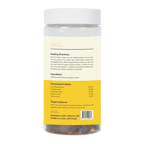 EDENPAWS® Dried Dubia Roaches – High Protein, 100% Natural Feeder Insects for Reptiles, Amphibians, and Large Fish – 1.3 oz (37g)