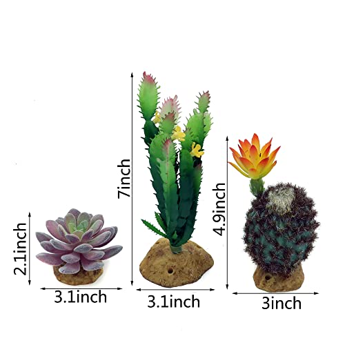 Reptile Plants Succulent Artificial Terrarium Decor Set 3 For Lizard | Desert Rain Forests Plants,Bearded Dragon Chameleon Gecko Snake Amphibian - color: Set 3