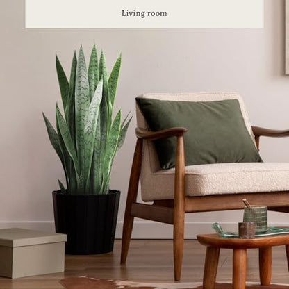 KOL 3FT Artificial Snake Plant, 35in Fake Sansevieria Indoor Outdoor | Full upright PE foliage; realistic faux Mother in Law Tongue look; modern greenery for living rooms, offices and entryways - size: 1 PC