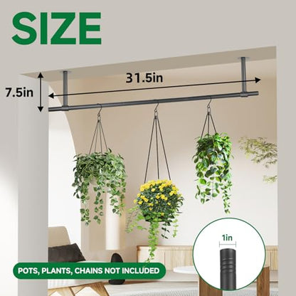 2 pcs Hanging Planters Rod, Plant Hanger Indoor for Window Ceiling, Hanging Plant Shelf for Wall Planter House Plants, Plant Shelves Metal Holder Bar 31.5 In (Pots, Plants, Chains not Included) - size: 31.5In Length-2Pcs