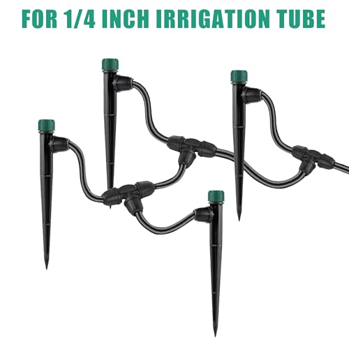 Drip Irrigation Emitters for 1/4" Drip Tubing,Adjustable 360 Degree Automatic Irrigation Drippers on 5.5" Arrow Stake,with1/4 Locked Tee for Watering System(30Pcs Drippers and 30Pcs Tee) - style: 30Pcs Drippers and 30Pcs Tee