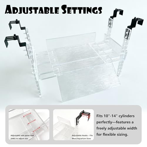 Turtle Basking Platform, Sturdy Acrylic & Adjustable Length 10-16 1/2" for Aquatic Turtles, Include Reptile Ramp Dock, Terrace, Accessories, Aquatic Turtle Tank Accessories