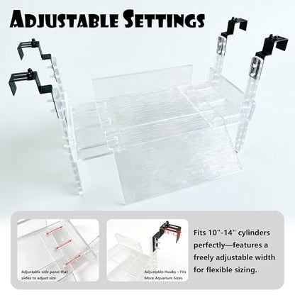 Turtle Basking Platform, Sturdy Acrylic & Adjustable Length 10-16 1/2" for Aquatic Turtles, Include Reptile Ramp Dock, Terrace, Accessories, Aquatic Turtle Tank Accessories