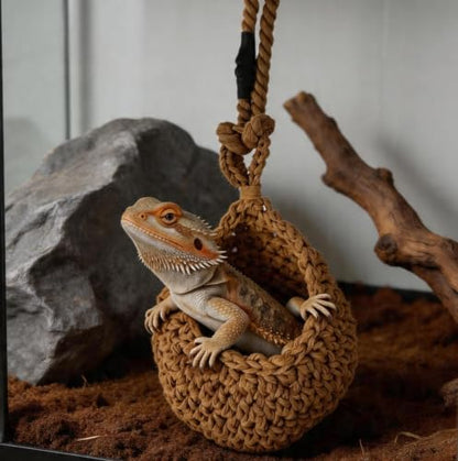 1 Set Snake Tank Accessories, Hanging Woven Twine Hammock for Reptile, Snake Rest & Shelter Supplies with Hook, Habitat Enrichment Accessories for Snake, Gecko and Other Small Animals