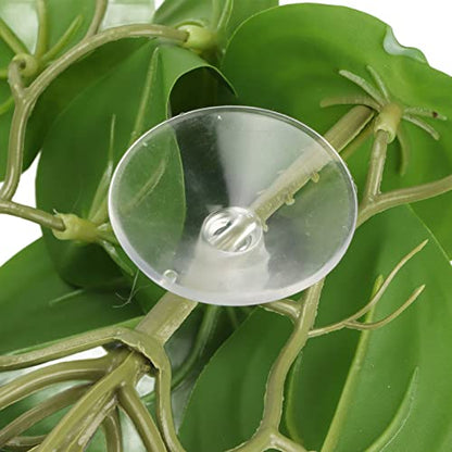 Artificial Reptile Plants with Suction Cups, Watermelon Leaves & Vines for Terrarium, Plastic Climbing Plants for Reptile Tank Decor, Habitat Accessories for Lizards/Chameleons