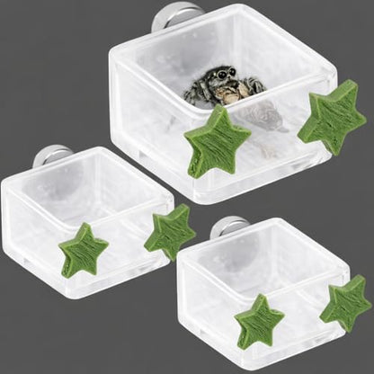 3 Pcs Magnetic Jumping Spider Feeding Dish Jumping Spider Enclosure Accessories Star-Shaped Design Reptile Water Bowl for Other Small Reptiles or Insects - color: 3 Five-Pointed Star Food Bowls