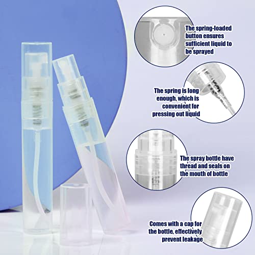 Fandamei Mini Spray Bottle, 10 Pack 5ml Mini Plastic Spray Bottle Empty, Fine Mist Refillable Mini Perfume Bottle, Perfume Atomizer, Small Sample Containers, Plastic Portable Travel Bottle, Clear - size: 5ml