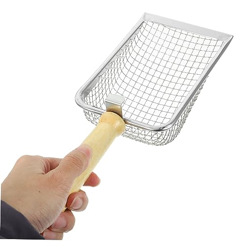 Mikikit Cat Litter Scoop with Wood Handle Ergonomic Design for Easy Pet Waste Cleaning for Reptile Terrariums and Animals Durable and Wear Litter