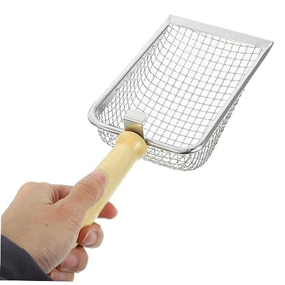 Mikikit Cat Litter Scoop with Wood Handle Ergonomic Design for Easy Pet Waste Cleaning for Reptile Terrariums and Animals Durable and Wear Litter