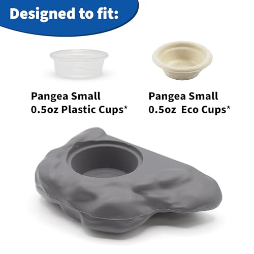 Pangea Silicone Gecko Feeding Ledge - Magnetic Mini Food Dish, Gray | 4.125" x 2.625" x 1.18" - Fits 0.5oz Feeding Cups, Easy to Clean Silicone Build - 1.625" x 0.625" Size Cup Holder - color: Gray