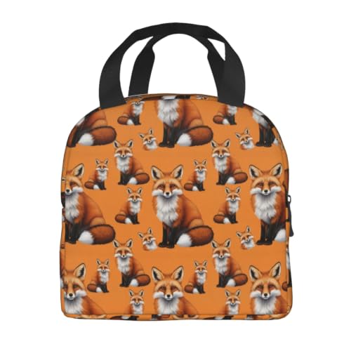 Adult Snow Foxs Print Insulated Lunch Tote Reusable | Snow Foxs, Polyester Thermal Insulation Tote, Zipper Closure for Travel, Gym & Picnic - color: Pattern (848)