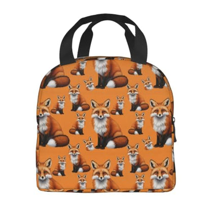 Adult Snow Foxs Print Insulated Lunch Tote Reusable | Snow Foxs, Polyester Thermal Insulation Tote, Zipper Closure for Travel, Gym & Picnic - color: Pattern (848)