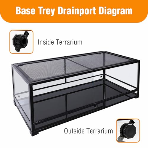 48x18x18 Extra-Long Reptile Terrarium - 67 Gallon Glass Terrarium for Bearded Dragon, Snake, Gecko, Lizard with Screen Top & Locking Doors; Easy Assembly - size: 48Lx18Wx18H