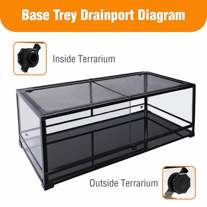 48x18x18 Extra-Long Reptile Terrarium - 67 Gallon Glass Terrarium for Bearded Dragon, Snake, Gecko, Lizard with Screen Top & Locking Doors; Easy Assembly - size: 48Lx18Wx18H