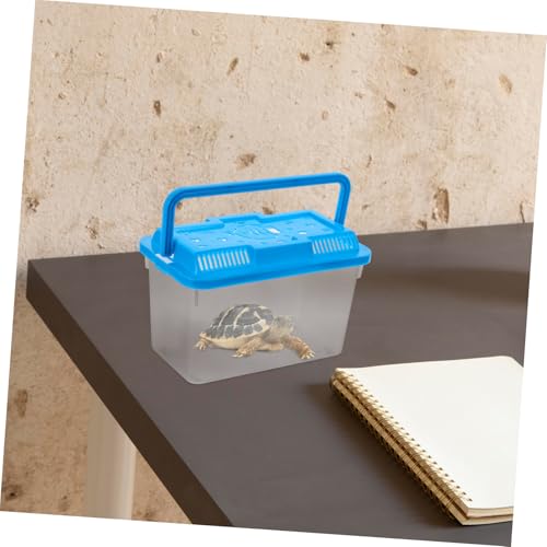BESPORTBLE Portable Transparent Plastic Aquarium for Small Turtles Lightweight Travel Fish Tank with Lid Turtle Habitat and Easy to Clean Reptile Container for Pets
