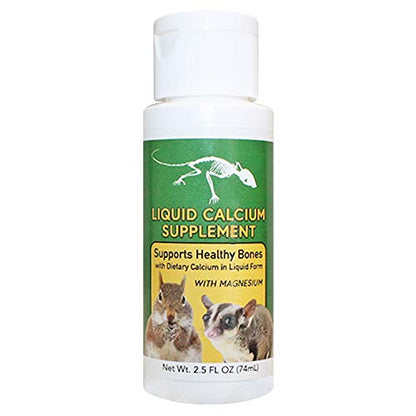 Liquid Calcium Supplement 2 oz. - Supports Healthy Bones & Prevents Calcium Deficiencies - for Sugar Gliders, Opossums, Squirrels, Reptiles & Other Small Pets