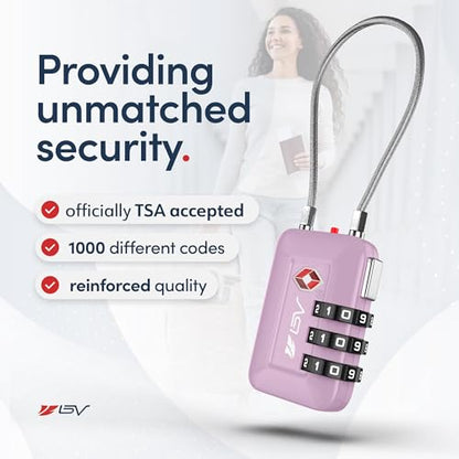TSA Accepted Luggage Travel Lock, Set-Your-Own Combination Lock for School Gym Locker, Luggage Suitcase Baggage Locks, Filing Cabinets, Toolbox, Case (Purple, 1 Pack) - color: Purple 1-Pack