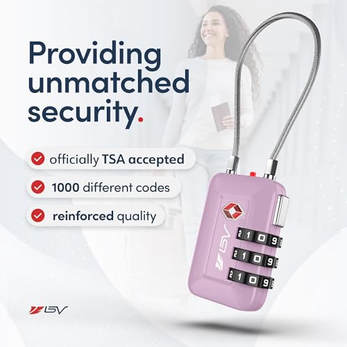 TSA Accepted Luggage Travel Lock, Set-Your-Own Combination Lock for School Gym Locker, Luggage Suitcase Baggage Locks, Filing Cabinets, Toolbox, Case (Purple, 4 Pack) - color: Purple 4-Pack