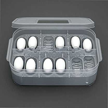Still Awake Reptile Egg Incubator Professional Hatcher Hatching Box Case Tray Plastic Breeding Incubator for Hatching Snake,Lizards, Reptiles,Gecko(12 Slots with Thermometer)