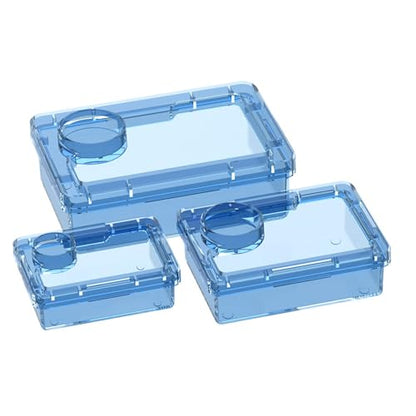 LEBETE Transparents Reptiles Feeder Bowl Escape Reptiles Food Container for Lizards Turtles and Small Pet Easy to Clean - color: Blue, size: 7.5x5.5x3cm