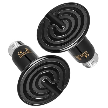 HealSmart 50W Reptile Heat Lamp Ceramic Heat Emitter, No Light Emitting Heat Bulbs, Suitable for Snake/Lizard/Spider, Plant Growth and Incubating Chicken, 2-Pack - size: 50 Watts, style: D-75mm (2.95")