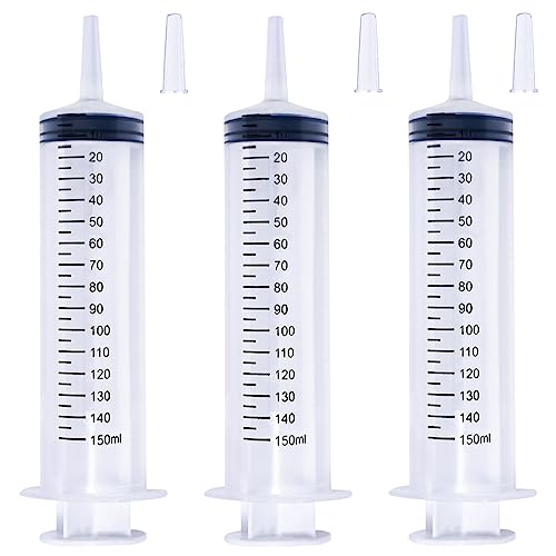 150ml Large Syringes for Liquid, Oral, Scientific Labs, Measurement, Dispensing, with Cap- 3 Pack 150 ml Syringe - style: 150 ml