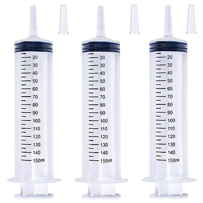 150ml Large Syringes for Liquid, Oral, Scientific Labs, Measurement, Dispensing, with Cap- 3 Pack 150 ml Syringe - style: 150 ml