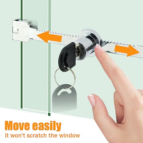 2 Pack Sliding Glass Door Ratchet Lock, Glass Display Case Lock | Rust-Proof,Keyed Alike Showcase Lock,Use on Various Glass Doors, Including Display Cabinets, Showcases, Sliding Glass Door