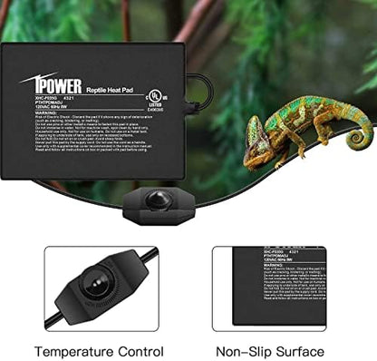 iPower 6x8 Inch Reptile Heating Pad with Adjustable Controller Knob, Under Tank Heater Mat for Turtles, Lizards, Snakes, Amphibians & Small Pets, 2 Pack - size: 6 X 8 Inch, style: 2 Pack Heat Pad with Adjustable Knob
