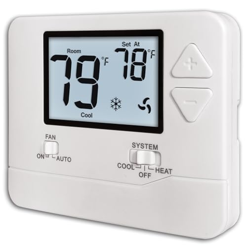 Heagstat H701 Non-Programmable Thermostat for Home up to 1 Heat/1 Cool | Manual Operation Cooling & Heating, White Backlight - color: White Backlight