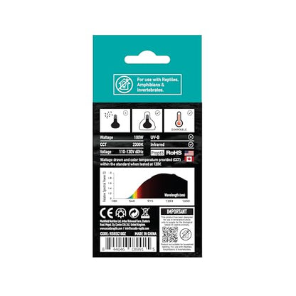 Arcadia Golden Sun Basking Spot Lamp 100W – Intense Beam Infrared Reptile Heat Lamp Bulb for Bearded Dragons, Tortoises Iguanas and Turtle Tanks, Long Lasting Easy to Use Indoor Heat Bulb for Reptiles