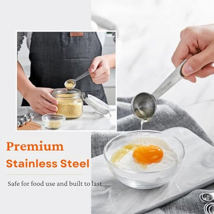 30PCS Measuring Cups and Spoons Set, 7 Nesting Measuring Cups, 18 Measuring Spoons and 5 Mini Spoons, Stainless Steel Kitchen Measuring Set for Dry and Liquid Ingredients, Perfect for Cooking & Baking - size: 30PCS Set
