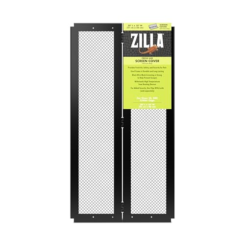 Zilla Pet Reptile Terrarium Fresh Air Screen Cover with Center Hinge 20" x 10" | With Center Hinge - size: 20" x 10"