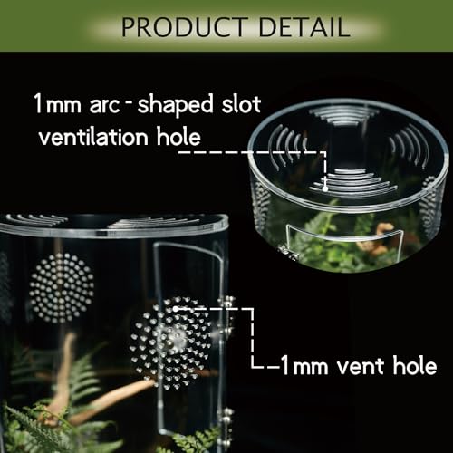Acrylic Terrarium for Reptiles & Spiders – Small/Medium/Large Leak-Proof Enclosure (Horizontal/Vertical) | Ideal for Tarantulas, Jumping Spiders, Frogs & Geckos(Large, Round) - size: Large