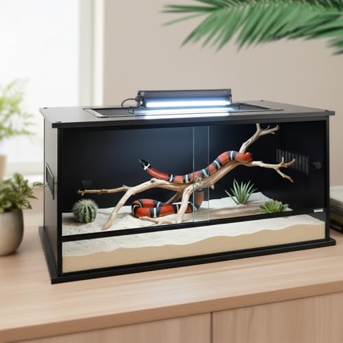 36x18x18 Inch PVC Reptile Enclosure,50 Gallon Reptile Tank Cage for Snake,Ball Python,Bearded Dragon,Gecko,Lizard,Turtle with Front Sliding Door and Top Screen Ventilation