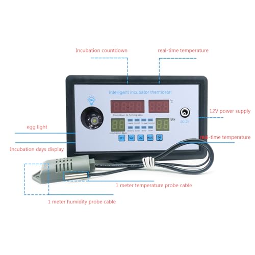 Temperature Humidity Controller Thermostat for 12V 12W 220W Digital Display Multifunction Hygrometer
