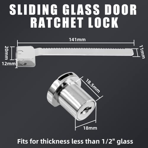 Luomorgo Sliding Glass Door Ratchet Lock, 1 Pc | Keyed Alike, Showcase Display Lock, Chrome