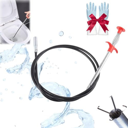Sewer Cleaning Hook & No Need for Chemicals,Portrayi Sewer Cleaning Hook,Sewer Cleaning Hook Drain Clog Remover,Toilet Snake Clog Remover,Flexible Grabber Claw Long Drain Snake (23.6in) - color: 23.6in